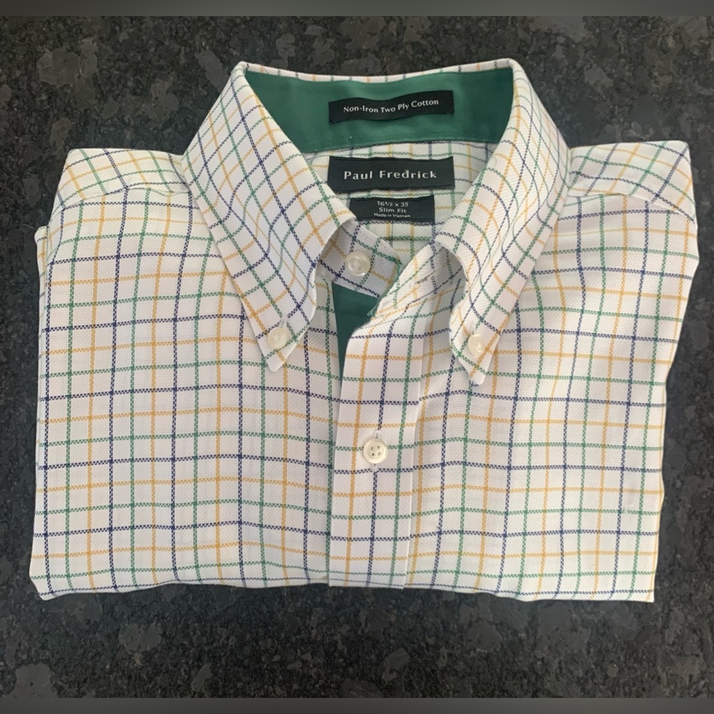 Paul Fredrick Men’s Shirt size 16.5x35 Slim Fit